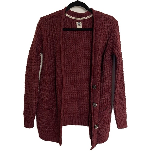 ROXY Women’s Maroon Knit Button Front Cardigan - X-Small - Picture 3 of 10